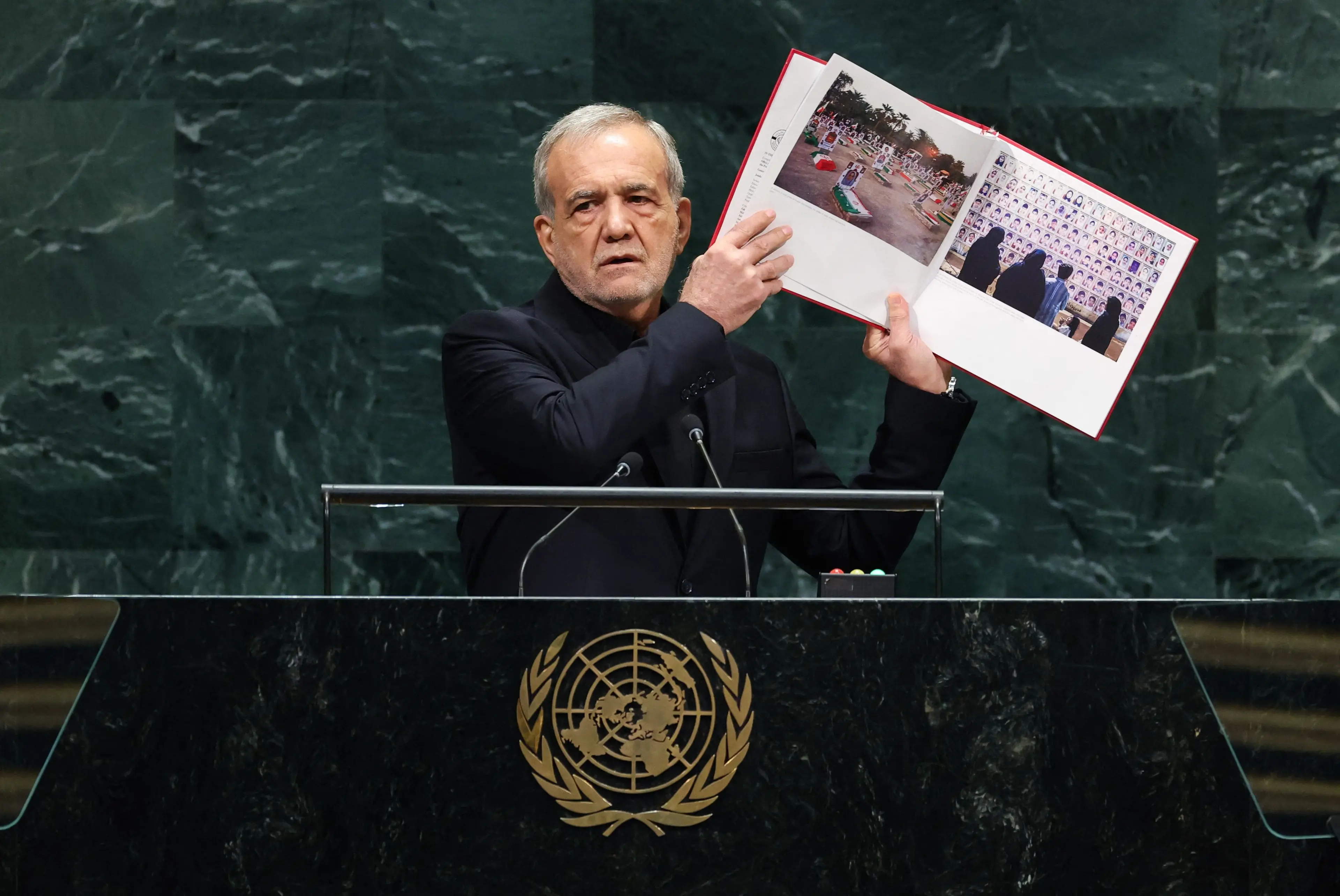 ONU : Pezeshkian montre les victimes de la guerre et plaide pour les Palestiniens